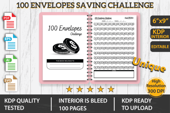 100 Envelopes Challenge KDP Interior: Graphics & Kdp