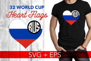32 World Cup Heart Flags: Craft Graphics & Illustrations