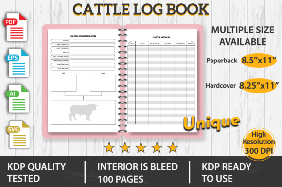 Cattle Log Book KDP Interior: Graphics & KDP Interiors
