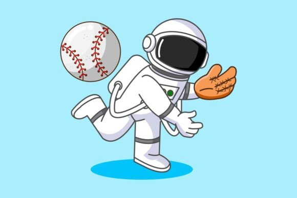 Cute Astronaut Throwing Baseball Graphics & Illustrations