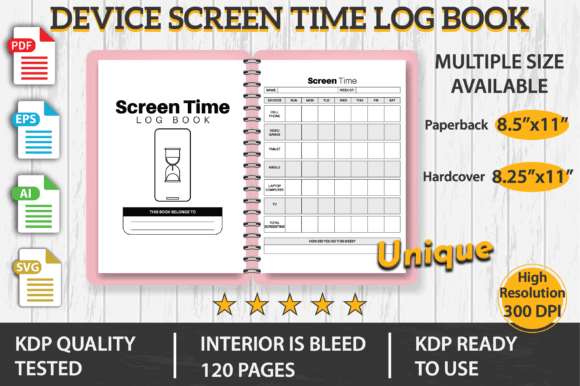 Device Screen Time Log Book: Graphics & KDP Interiors