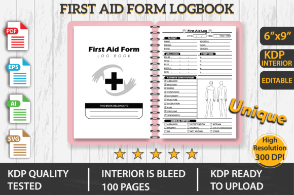 First Aid Form Logbook KDP Interior Graphics Review