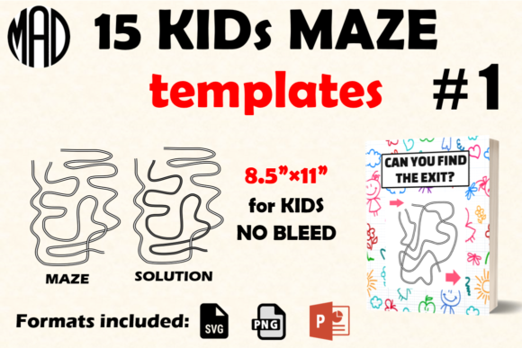 Kids Maze TEMPLATES Spaghetti Style 1 Graphics Review for KDP Interiors