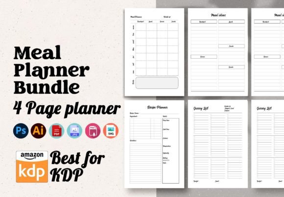 Meal Planner Printable Graphics for KDP Interiors Review