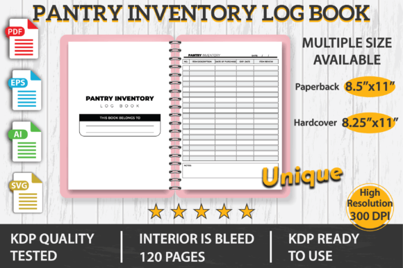 Pantry Inventory Log Book KDP Interior: Graphics & KDP Interiors