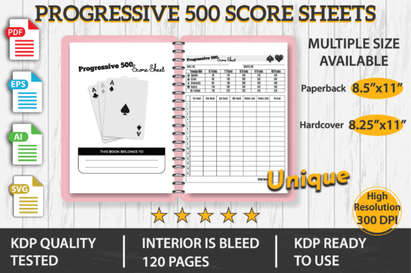 Progressive 500 Score Sheets KDP: Embroidery Design Review