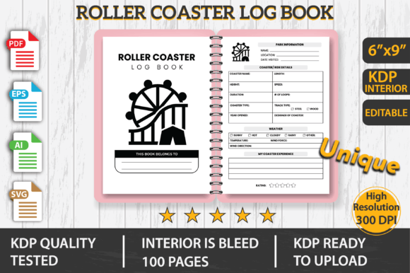 Roller Coaster Log Book KDP Interior: Graphics & Kdp Interiors