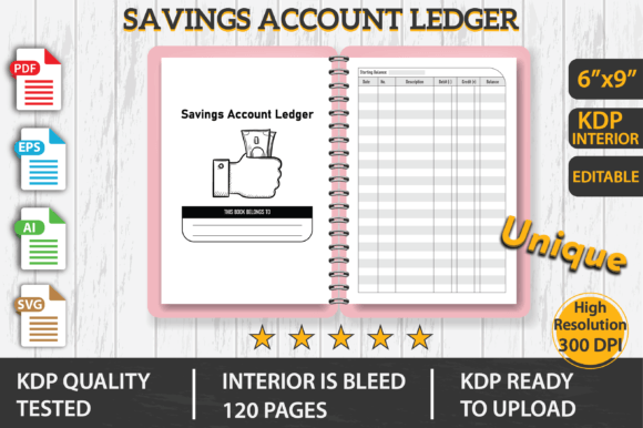 Savings Account Ledger KDP Interior: Graphics Review