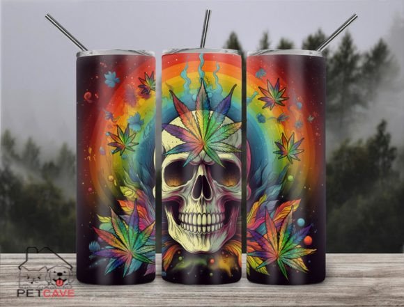 Skull Weed Trippy World 20oz Tumbler 3 Graphics for Crafts