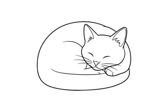 Sleeping Cat Vector Art: Graphics & Coloring Pages Amp