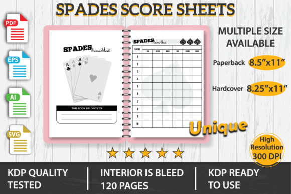 Spades Score Sheets KDP Interior: Graphics & KDP Interiors