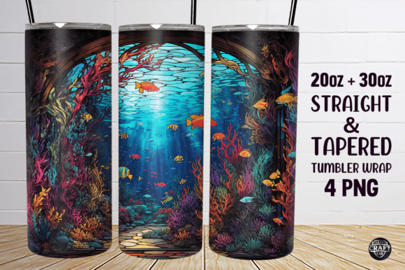 Underwater World Skinny Tumbler Wrap PNG Graphics for Tumbler Wraps